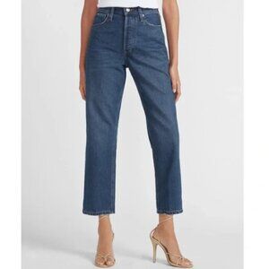 Express Super High Waisted Cropped Dad Jeans Ankle Length 4 Button Fly EUC
